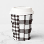 Monogramm rustikaler Chic Braun und Weiß Kariert Pappbecher (Links)