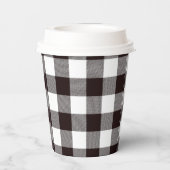 Monogramm rustikaler Chic Braun und Weiß Kariert Pappbecher (Rückseite)