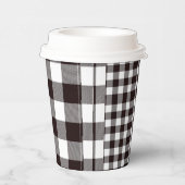 Monogramm rustikaler Chic Braun und Weiß Kariert Pappbecher (Rechts)