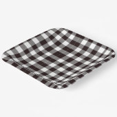 Monogramm rustikaler Chic Braun und Weiß Kariert Pappteller (Gewinkelt)