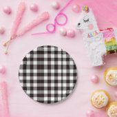 Monogramm rustikaler Chic Braun und Weiß Kariert Pappteller (Party)