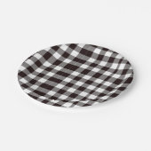 Monogramm rustikaler Chic Braun und Weiß Kariert Pappteller (Schrägansicht)