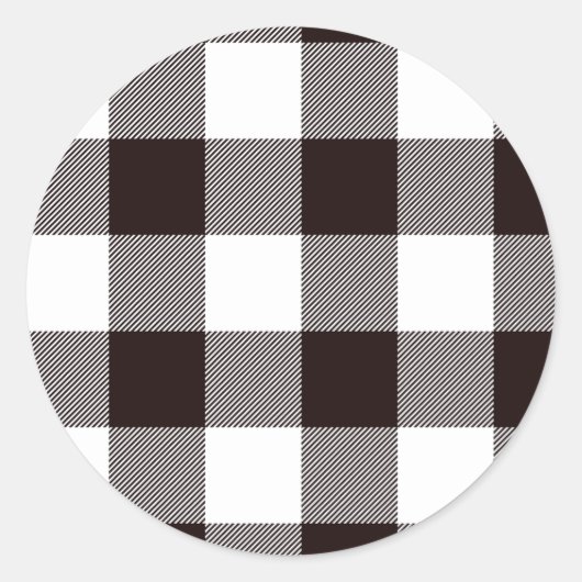 Monogramm Rustikaler Chic Kariert Runder Aufkleber (Vorderseite)