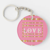 Monogramm rustikaler Daisy-Floral Pink Acrylic Sch Schlüsselanhänger (Vorderseite)