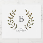 Monogramm Rustikaler Grüner Leaf Wein mit Liebe Ho Bierflaschenetikett (Einzelnes Label)