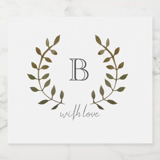 Monogramm Rustikaler Grüner Leaf Wein mit Liebe Ho Bierflaschenetikett (Einzelnes Label)