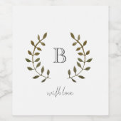 Monogramm Rustikaler Grüner Leaf Wein mit Liebe Ho Weinetikett (Einzelnes Label)