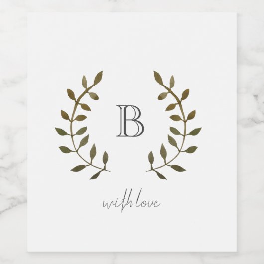 Monogramm Rustikaler Grüner Leaf Wein mit Liebe Ho Weinetikett (Einzelnes Label)