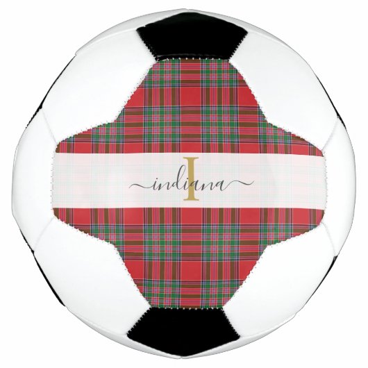 Monogramm Rustikaler Karierter Name Tartan Girly Fußball (Vorderseite)