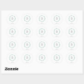 Monogramm rustikaler Kranz mit Liebe Hochzeit Runder Aufkleber (Blatt)