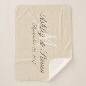 Monogramm | Rustikaler Leinenschau Sherpadecke (Vorderseite)