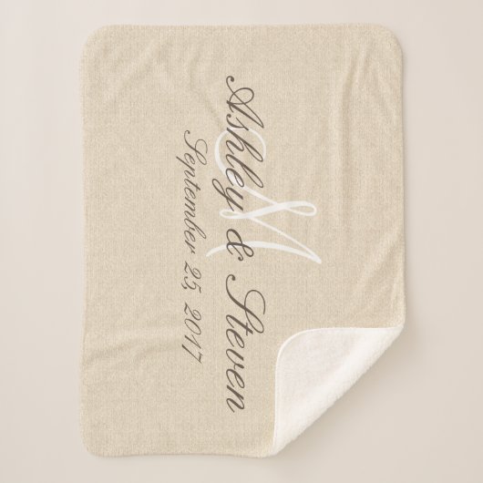 Monogramm | Rustikaler Leinenschau Sherpadecke (Vorderseite)