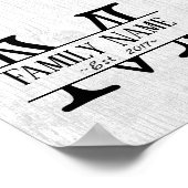 Monogramm Rustikaler Name Weißholz Poster (Ecke)