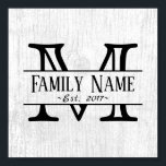 Monogramm Rustikaler Name Weißholz Poster<br><div class="desc">Monogram Rustic White Wood Family Name Poster.</div>