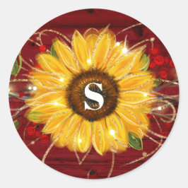 Monogramm-rustikaler roter runder aufkleber