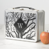 Monogramm rustikaler Schwarz-weißer Abstrakter Bau Metall Brotdose (Beispiel)