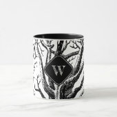 Monogramm rustikaler Schwarz-weißer Abstrakter Bau Tasse (Zentrum)