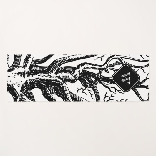 Monogramm rustikaler Schwarz-weißer Abstrakter Bau Yogamatte (Vorderseite (Horizontal))