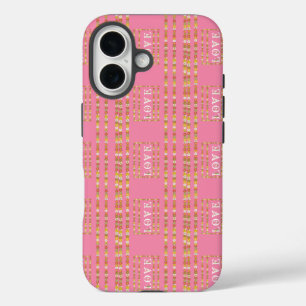 Monogramm rustikales Daisy Floral Pink iPhone 16 Hülle
