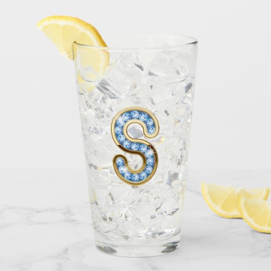 Monogramm S - 16 oz Glas (Vorderseite Ice)