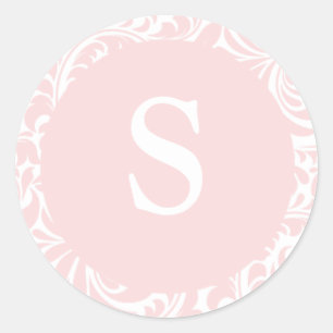 Monogramm S Blush Color Einladung Siegel für Weddi Runder Aufkleber