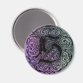 Monogramm S Lila Blau Hintergrund Magnet (Vorderseite/Rückseite)