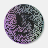 Monogramm S Lila Blau Hintergrund Magnet (Vorne)