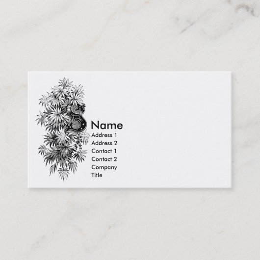 Monogramm S mit Palmetto-Blätter Visitenkarte (Vorderseite)