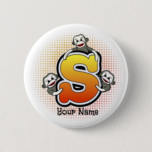Monogramm S Sockenaffe Button (Vorderseite)