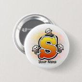 Monogramm S Sockenaffe Button (Vorne & Hinten)