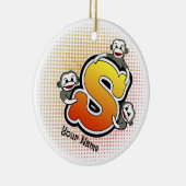 Monogramm S Sockenaffe Keramik Ornament (Rechts)