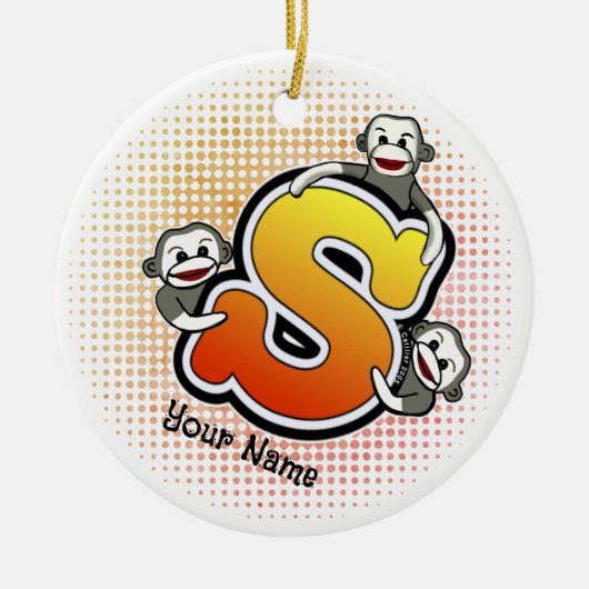 Monogramm S Sockenaffe Keramik Ornament (Vorne)