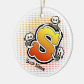 Monogramm S Sockenaffe Keramik Ornament (Links)