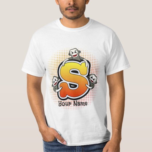 Monogramm S Sockenaffe T-Shirt (Vorderseite)