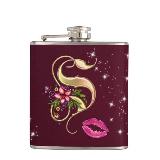 Monogramm S ummantelter Kolben, 6 oz. Flachmann (Vorderseite)