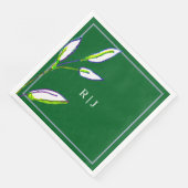 Monogramm Sage Green Blätter Dusty Blue Wedding Serviette (Ecke)