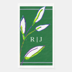 Monogramm Sage Green Blätter Dusty Blue Wedding Serviette