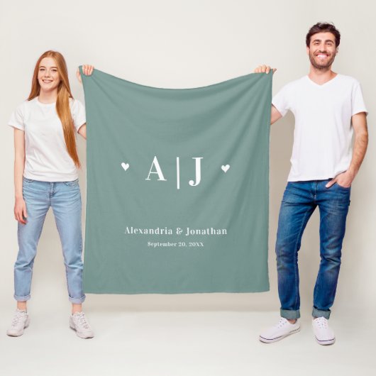 Monogramm Sage Green Fleece Blanket (Beispiel)