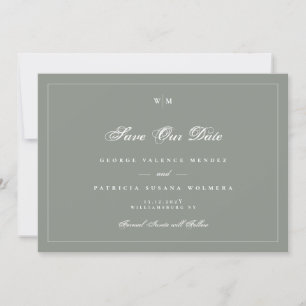 Monogramm-Sage Grey Foto Hochzeit Save The Date