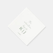 Monogramm Sagegrün Zitat Abenteuer beginnt Hochzei Serviette (Ecke)