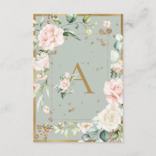 Monogramm-Salbei-Grün-Blumen-Elegantes Buchstaben- Dankeskarte