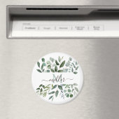 Monogramm Salbeigrün Eukalyptus Grünzeug Blätter Magnet (In Situ (Geschirrspüler))