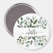 Monogramm Salbeigrün Eukalyptus Grünzeug Blätter Magnet (Vorderseite/Rückseite)