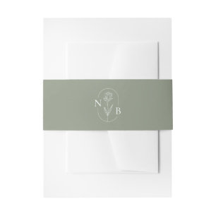 Monogramm Salbeigrün Moderne Elegante Hochzeit Einladungsbanderole