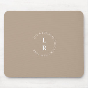 Monogramm, Salon, minimalistisch, beigefarben Mousepad
