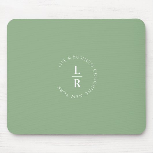 Monogramm, Salon, minimalistisch, weichgrün Mousepad (Vorne)