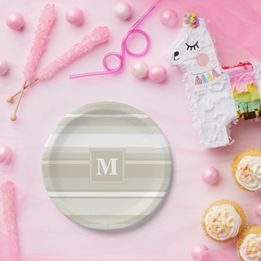 Monogramm Sandsteinstreifen Pappteller (Party)