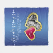 Monogramm Sapphire Blue Ruby Red Valentine Foto Fleecedecke (Vorderseite (Horizontal))