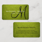 Monogramm-Säure-grüner Lederschau Visitenkarte (Vorne/Hinten)