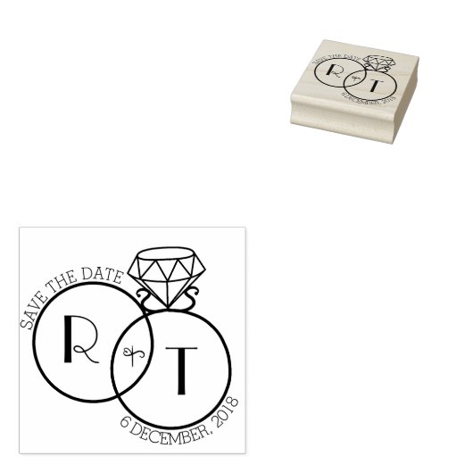 Monogramm-Save the Date Briefmarke Gummistempel (Stempel)